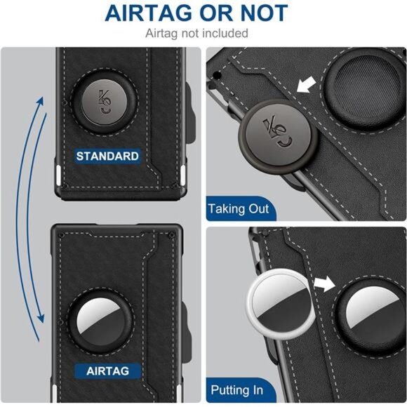 AirTag Wallet for Men - with Pop Up Aluminum Case Money Clip Slim - Picture 5 of 7